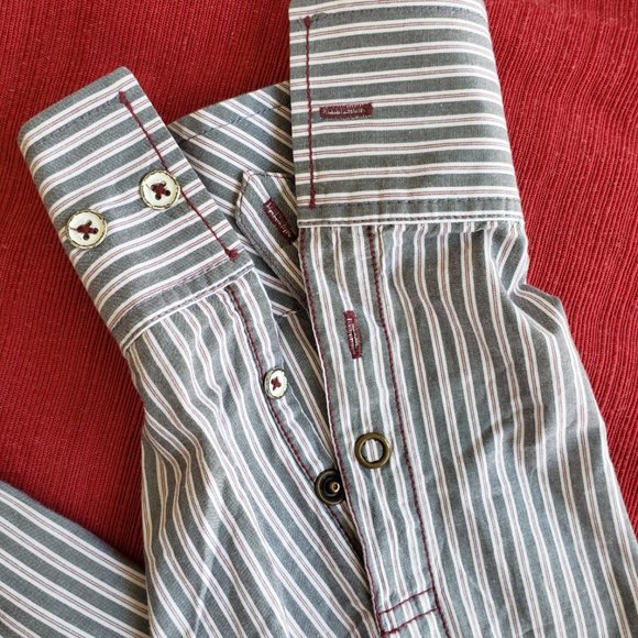 Men's XL Transcript long-sleeved button down casual shirt - grey striped cotton - Picture 7 of 8